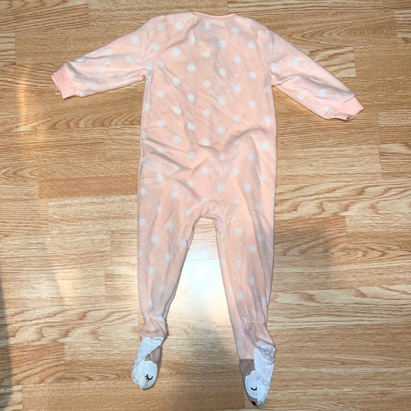 Chick Pea Pink Fleece Deer Footed Pajamas Size 18 Months - Picture 3 of 3